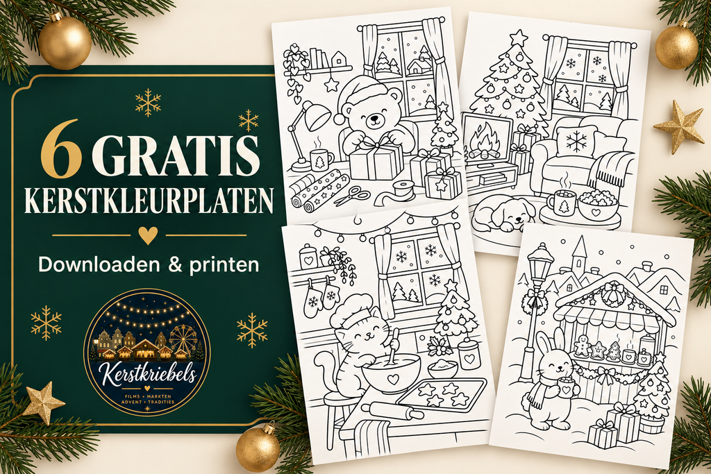 Zes gratis kerstkleurplaten downloaden en printen